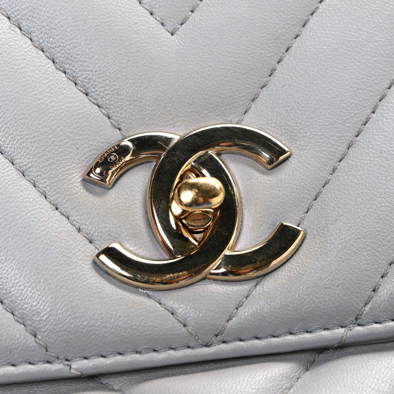 Chanel Lambskin Chevron Quilted Medium Trendy CC Dual Handle Flap Bag Grey 11 of 11