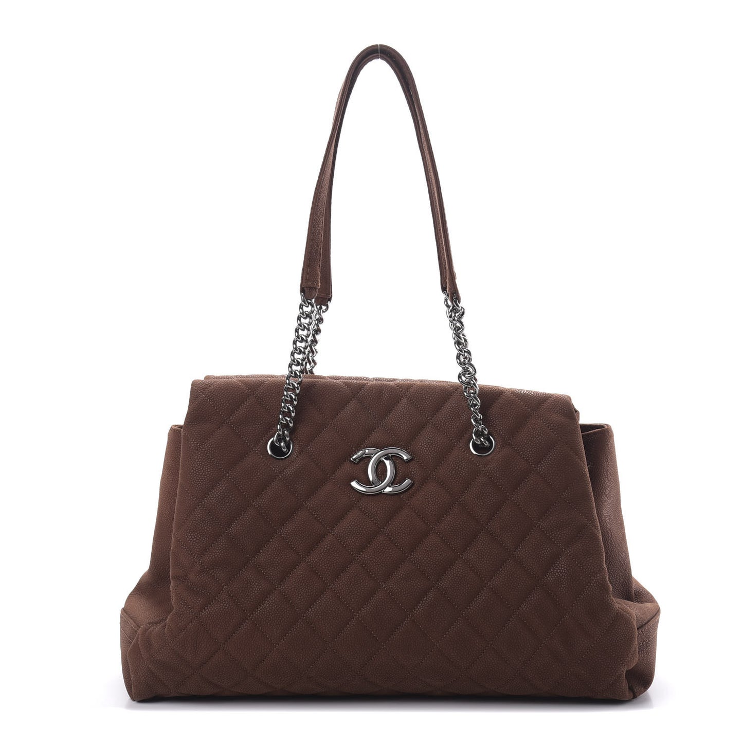 Iridescent Caviar Quilted Shoulder Bag Brown