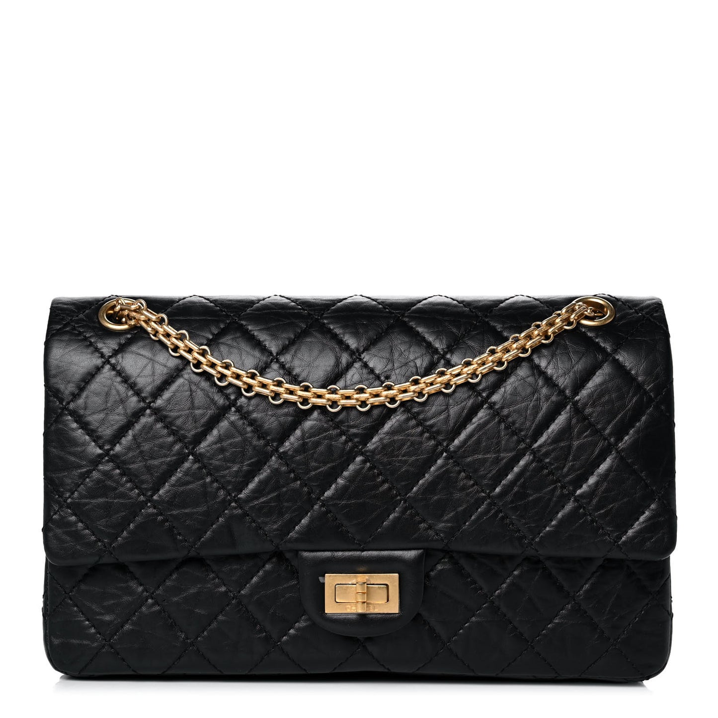 Aged Calfskin Quilted 2.55 Reissue 227 Flap Black
