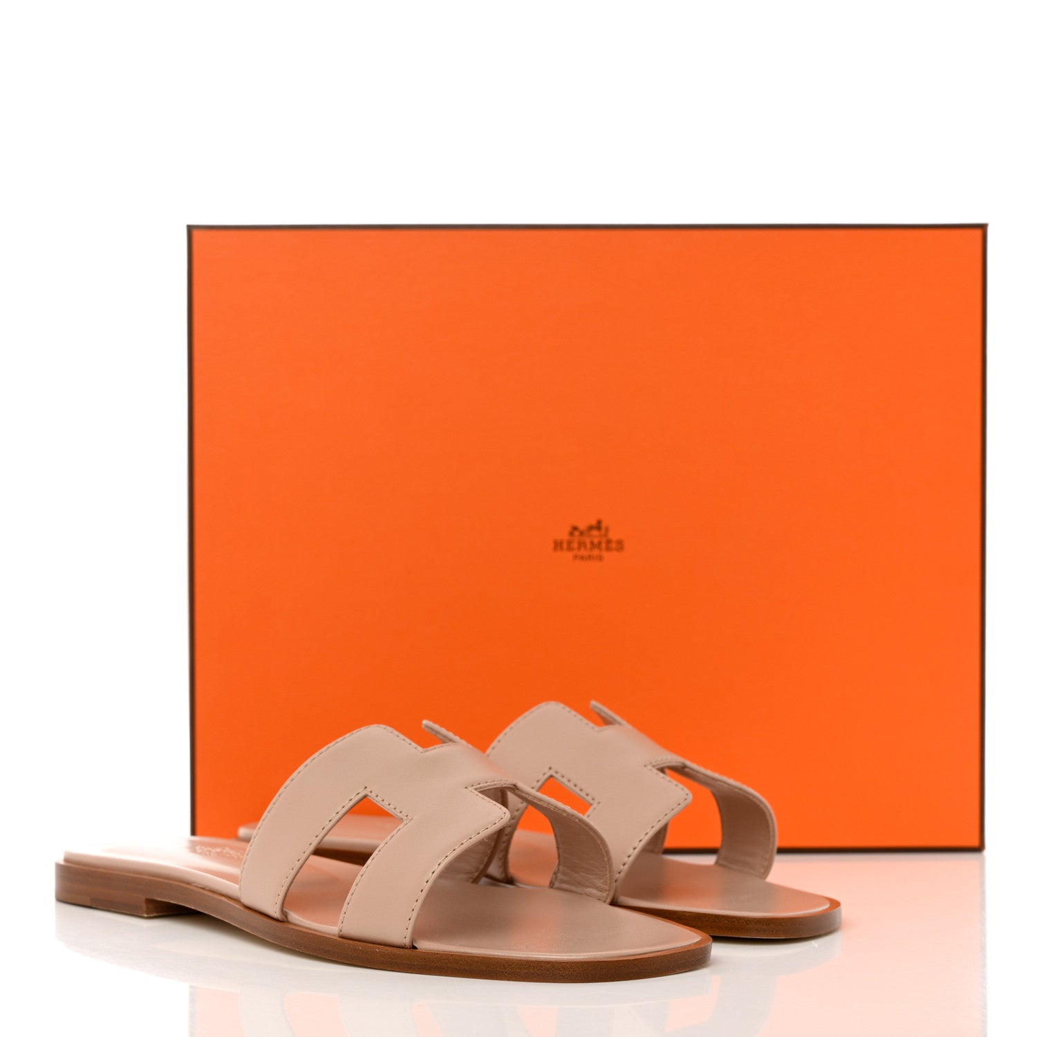 Hermes Box Calfskin Oran Sandals 37 Bois De Santal 9 of 9