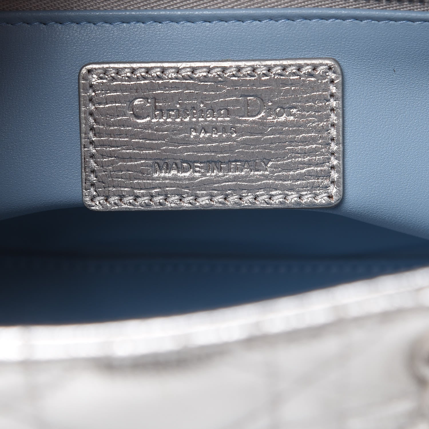 Christian Dior Metallic Grained Calfskin Cannage Small Lucky Badges My Lady Dior Silver 6 of 10