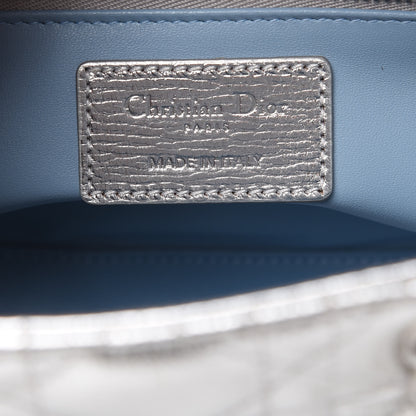 Christian Dior Metallic Grained Calfskin Cannage Small Lucky Badges My Lady Dior Silver 6 of 10