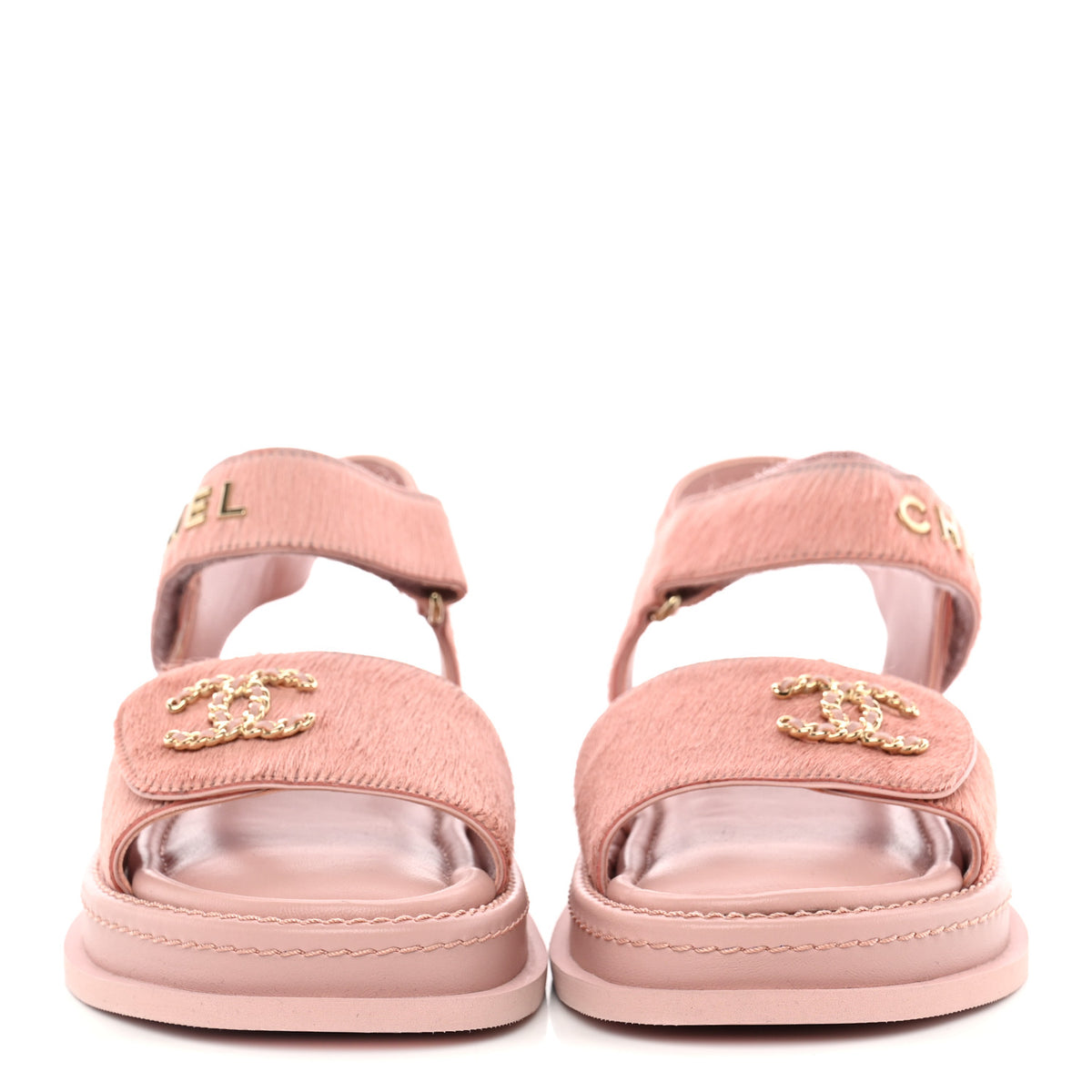 Chanel Calfskin Hair Suede Shearling Dad Sandals 38 Light Pink 3 of 10
