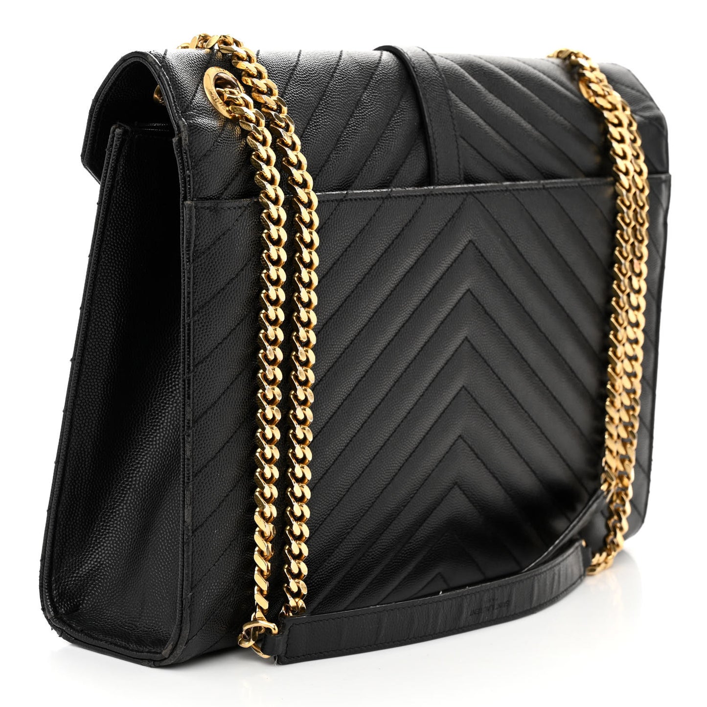 Grain De Poudre Matelasse Chevron Large Monogram Satchel Black