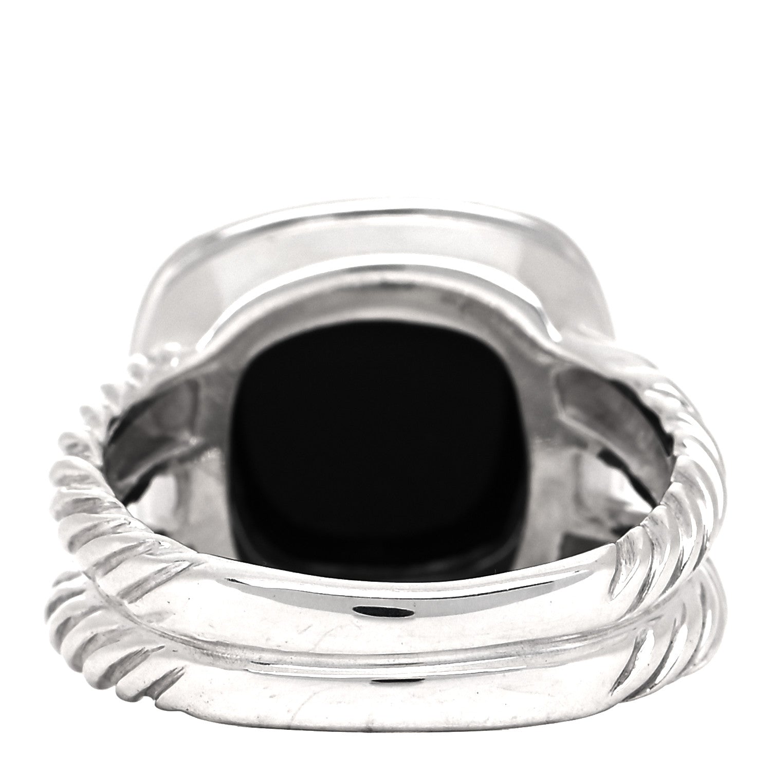 David Yurman Sterling Silver Diamond Black Onyx 11mm Albion Ring 54 7 3 of 4