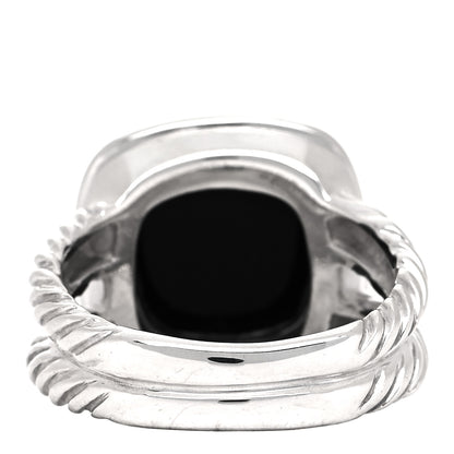 David Yurman Sterling Silver Diamond Black Onyx 11mm Albion Ring 54 7 3 of 4