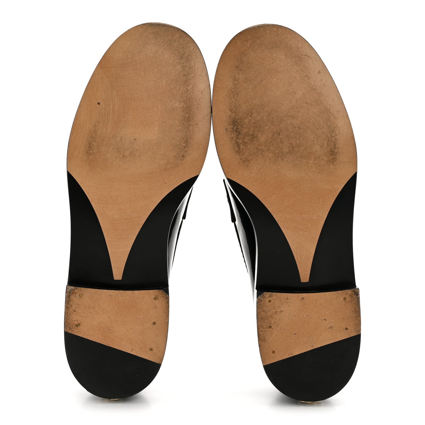 Shiny Calfskin Logo Loafers 38 Black