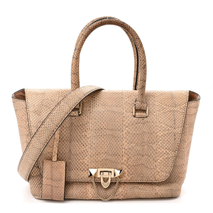 Valentino Garavani Snakeskin Small Demilune Double Handle Satchel Beige 1 of 14