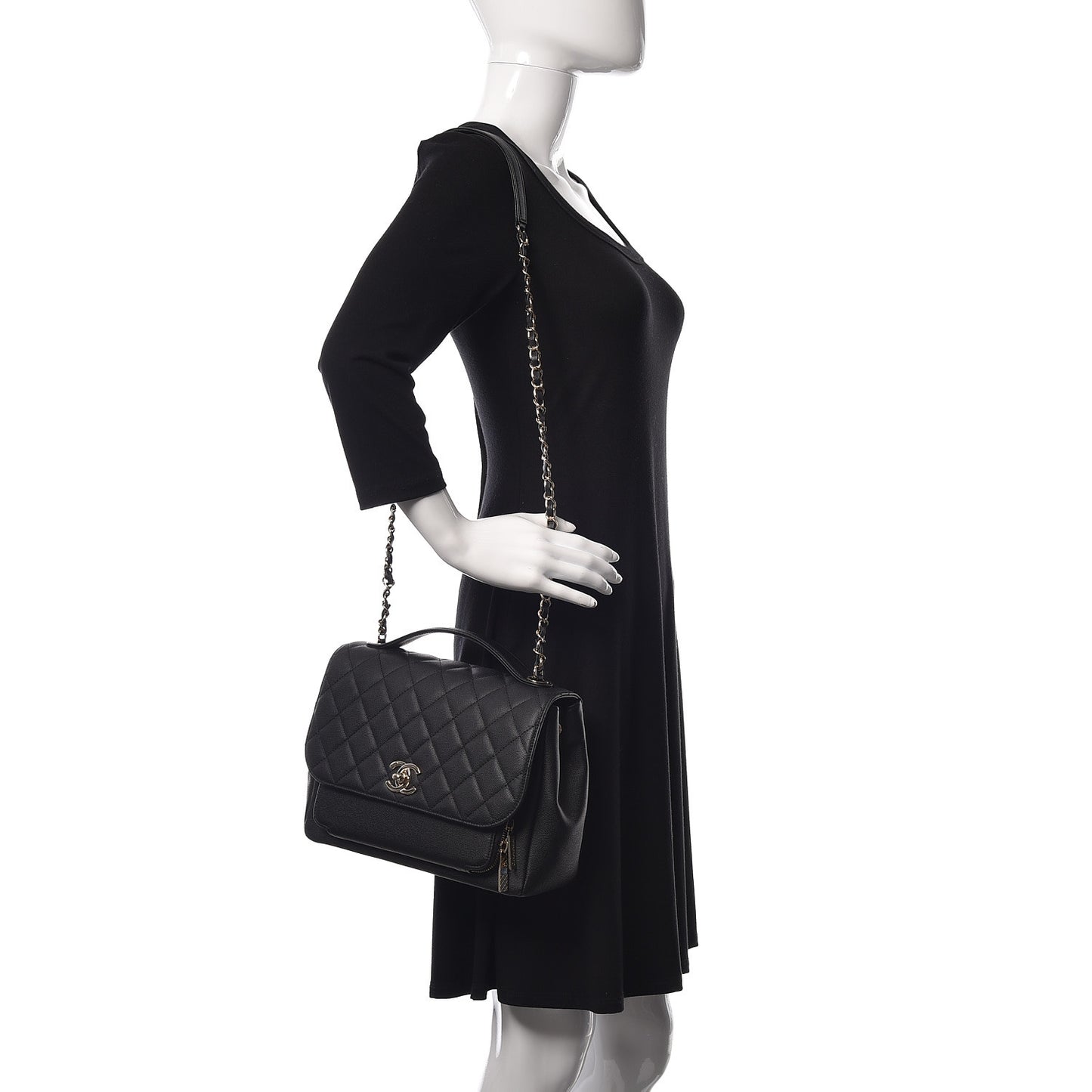 Caviar Quilted Large Business Affinity Flap Black