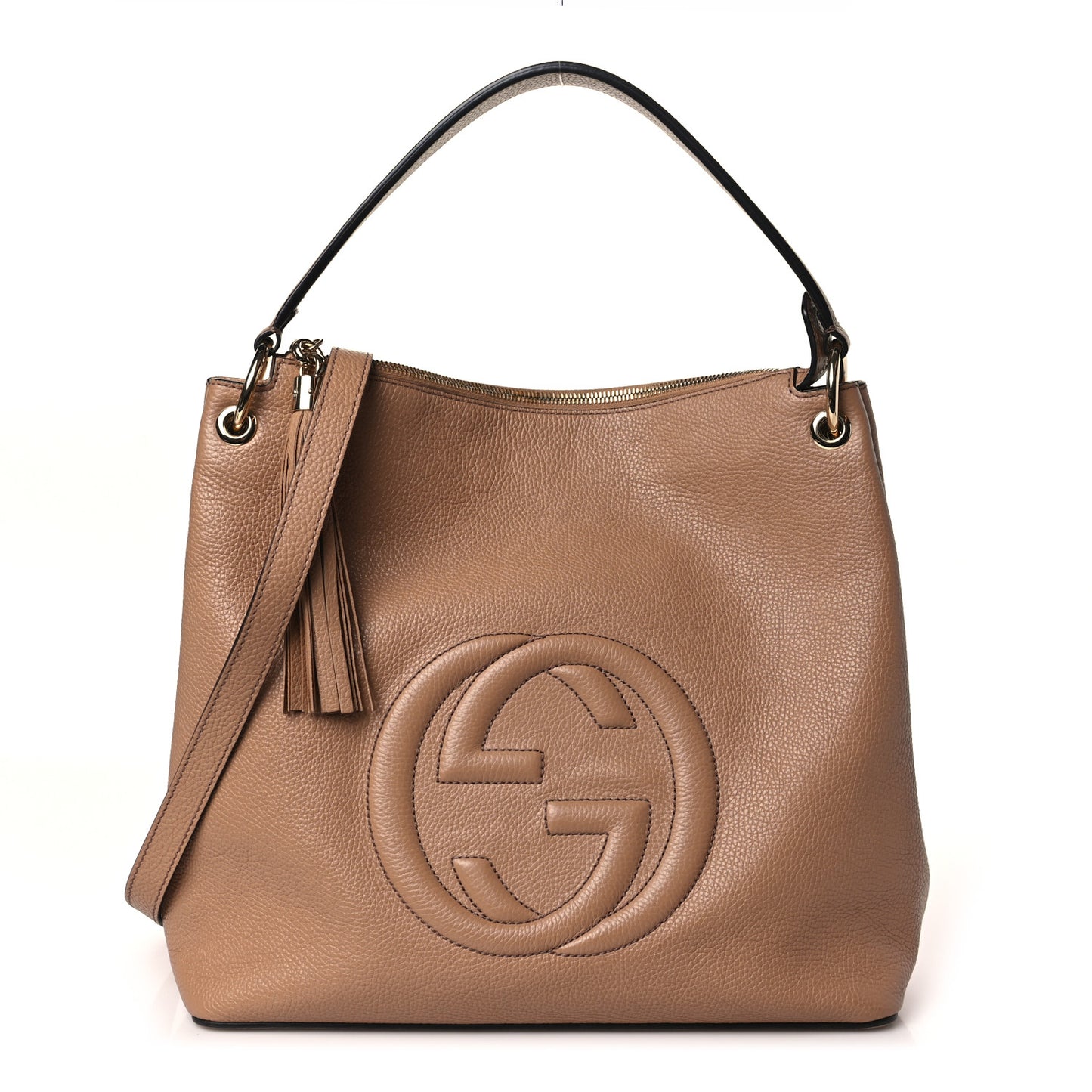 Pebbled Calfskin Large Soho Hobo Camelia