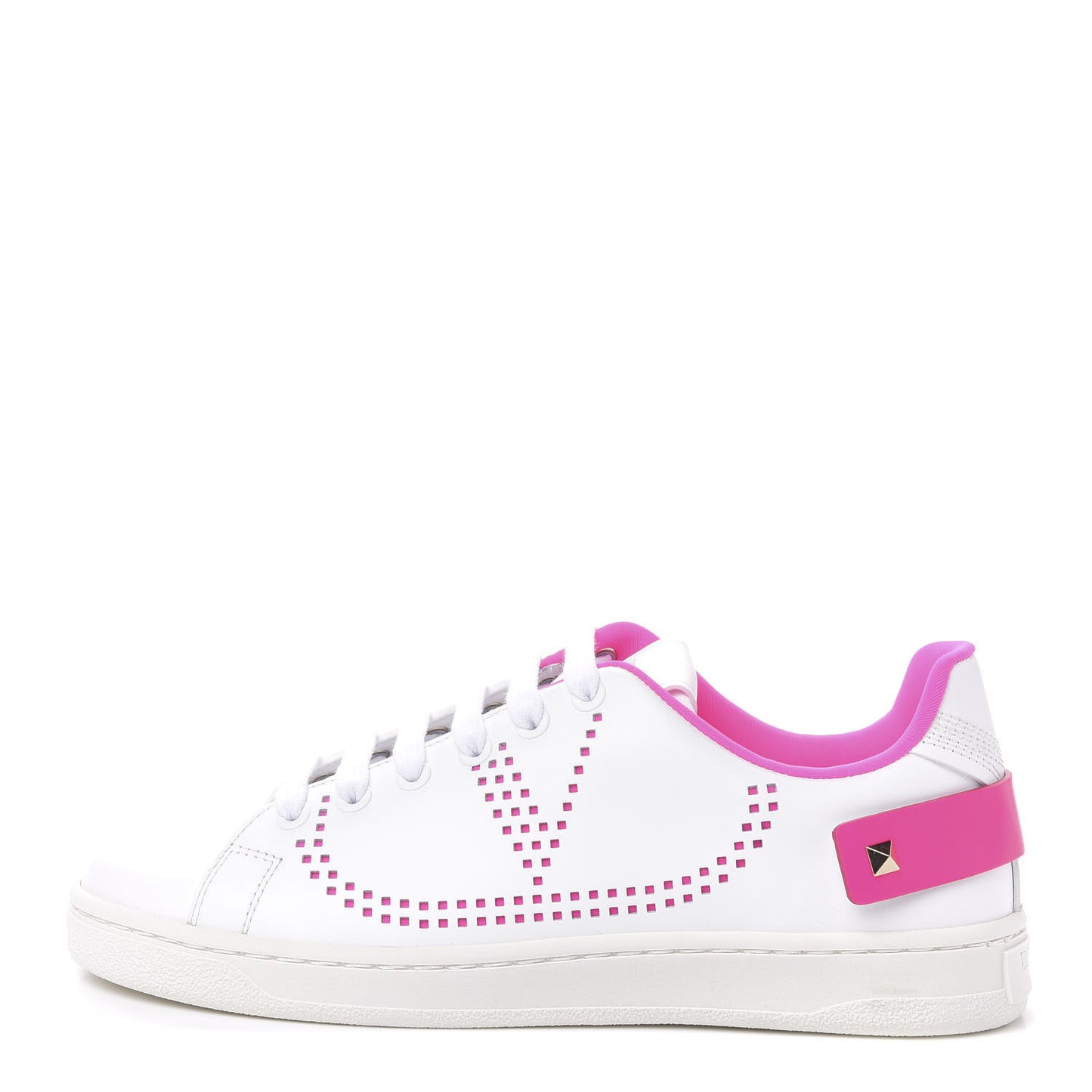 Calfskin Womens Backnet Sneakers 35.5 White Fuchsia