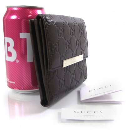 Gucci Guccissima Metal Bar French Flap Wallet Brown 3 of 10