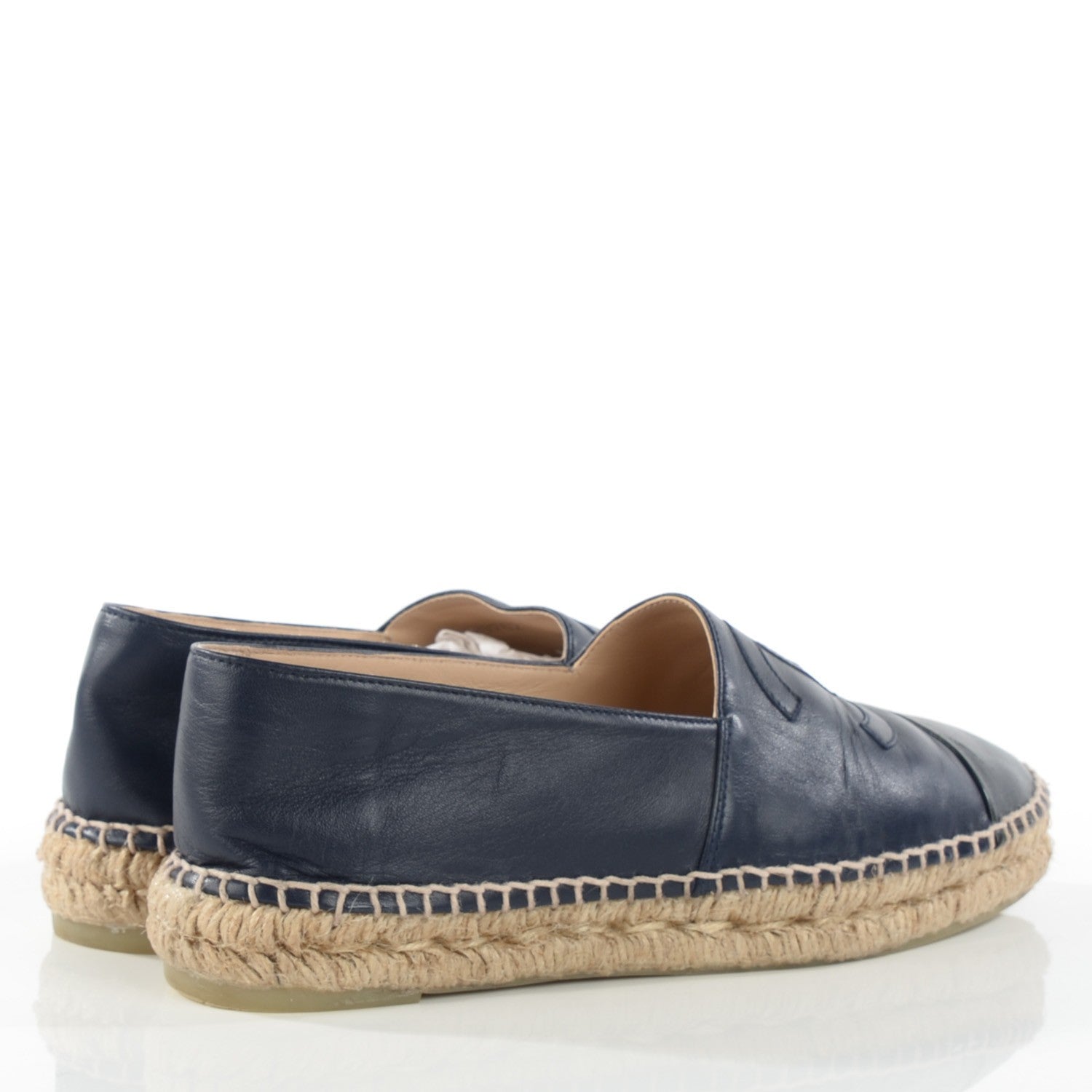 Chanel Lambskin CC Espadrilles 38 Navy Black 4 of 9