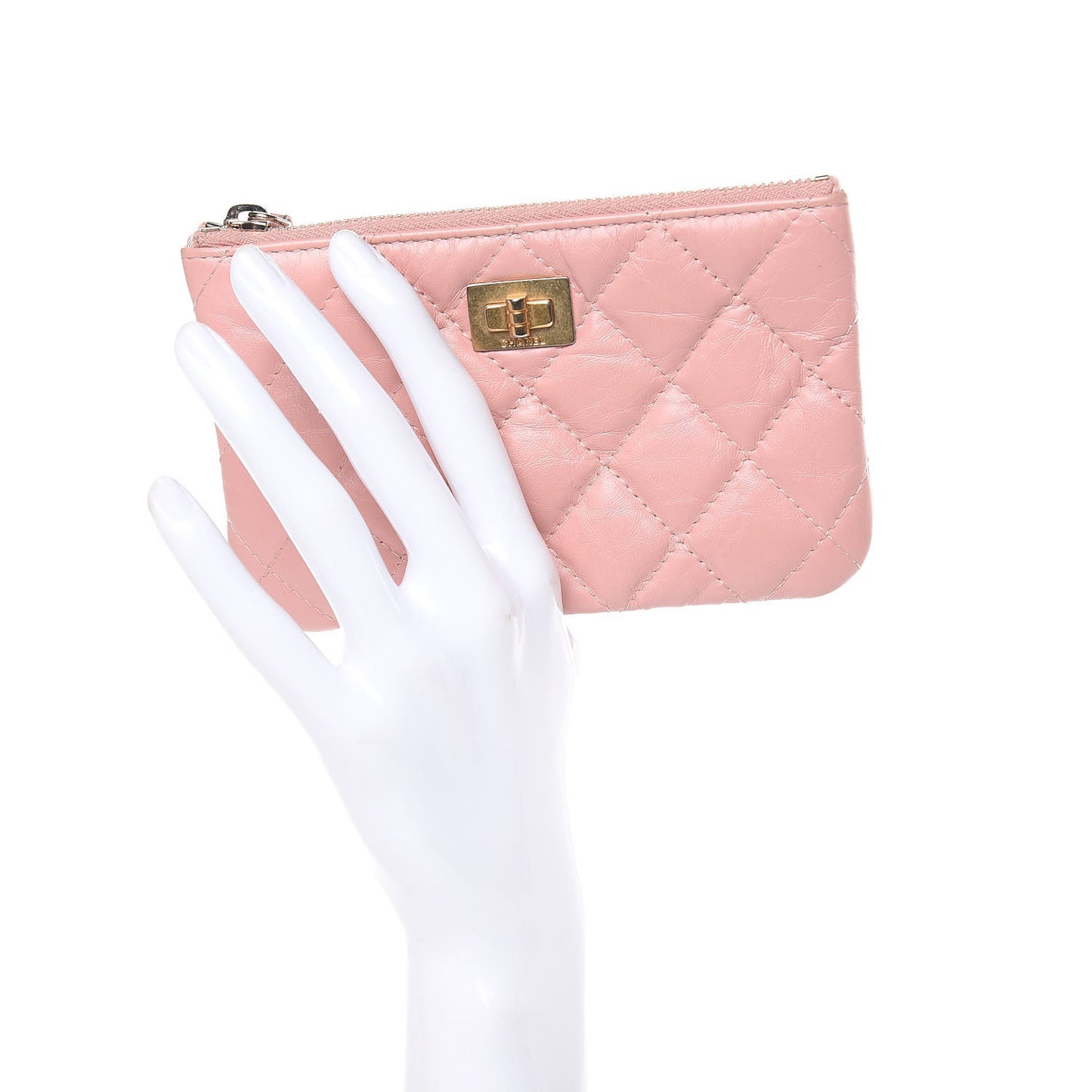 Aged Calfskin Quilted Small Reissue Cosmetic Case Light Pink
