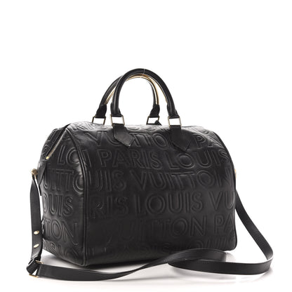 Louis Vuitton Calfskin Embossed Speedy Cube 30 Black 4 of 13