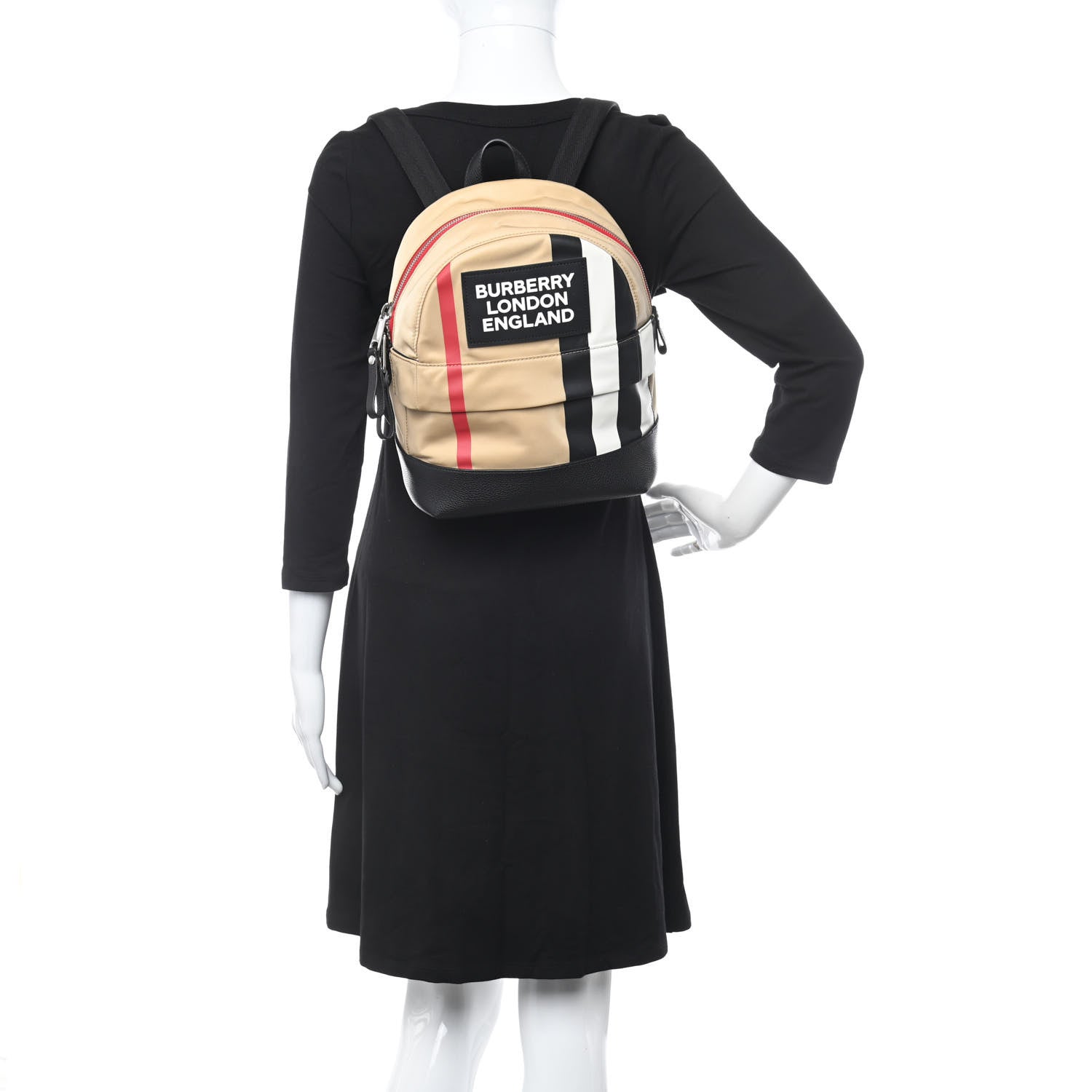 Burberry Econyl Logo Print Check Childrens Nico Backpack Archive Beige 2 of 10