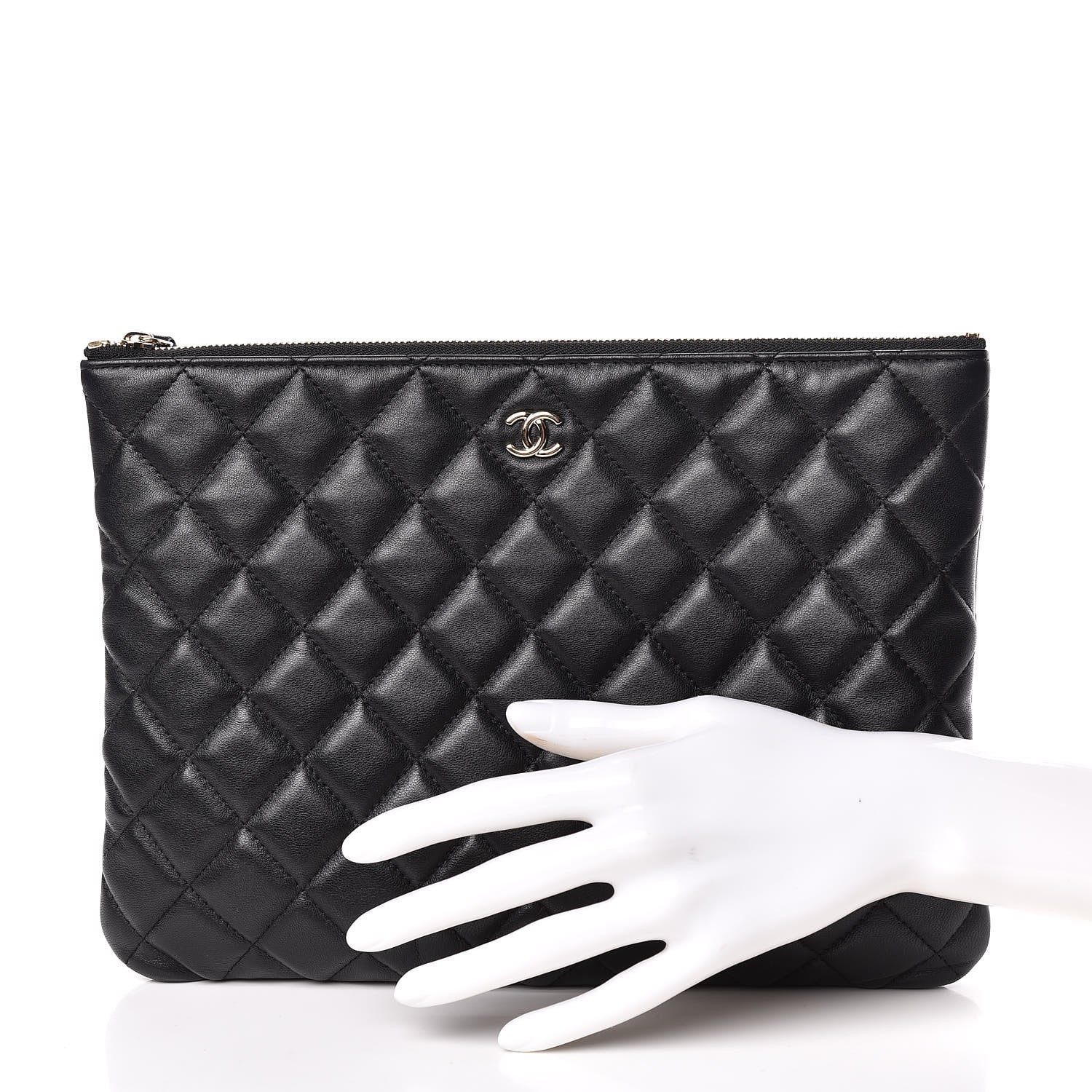 Chanel Lambskin Quilted Medium Cosmetic Case Black 2 of 10