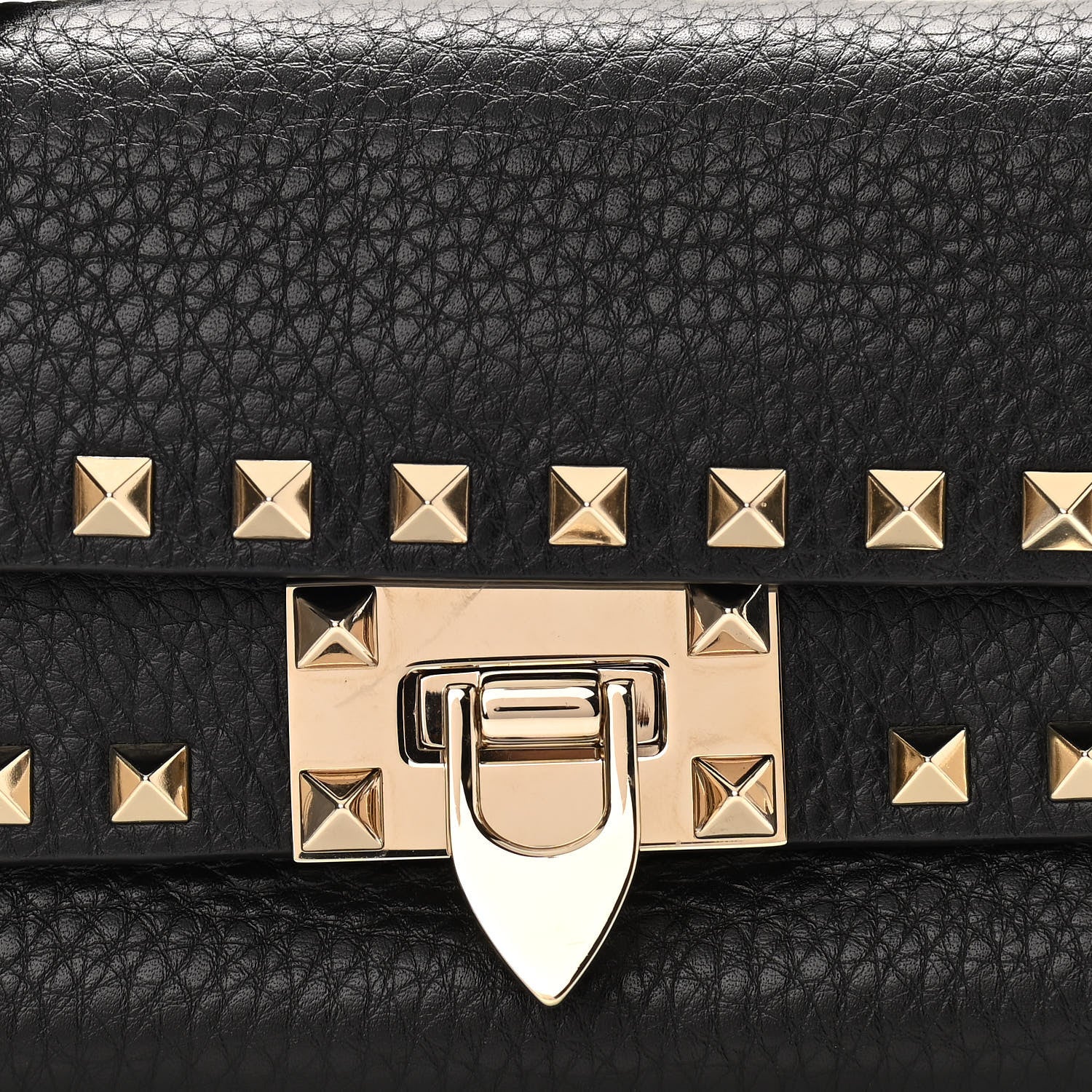 Valentino Garavani Grainy Calfskin Rockstud Double Flap Crossbody Bag Black 7 of 10