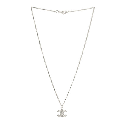 Chanel Crystal Timeless CC Necklace Silver 3 of 4