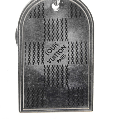 Louis Vuitton Metal Damier Luggage Tag Key Holder Silver 5 of 5