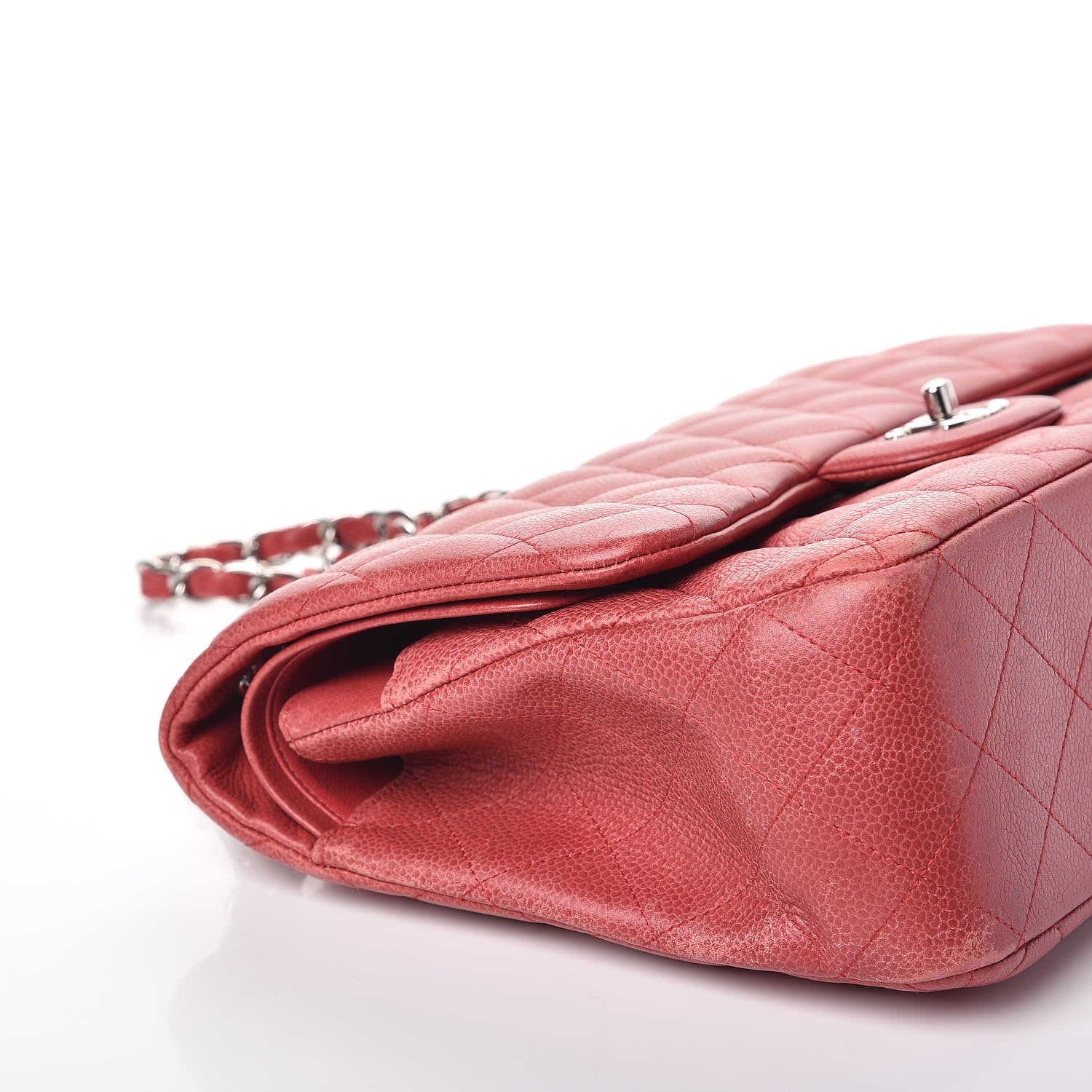 Chanel Caviar Quilted Jumbo Double Flap Red 12 of 14
