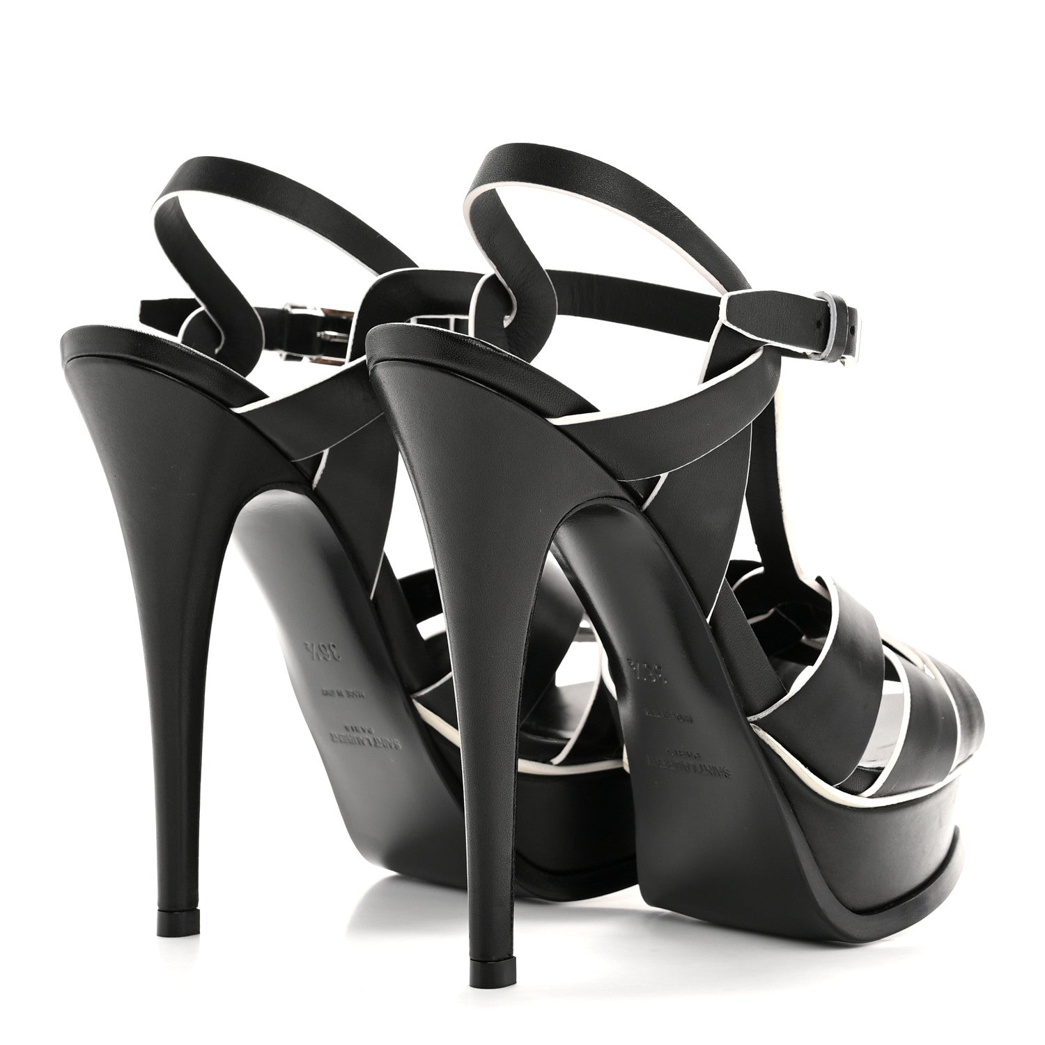 Saint Laurent Calfskin Tribute 105 Platform Sandals 36.5 Black 5 of 11