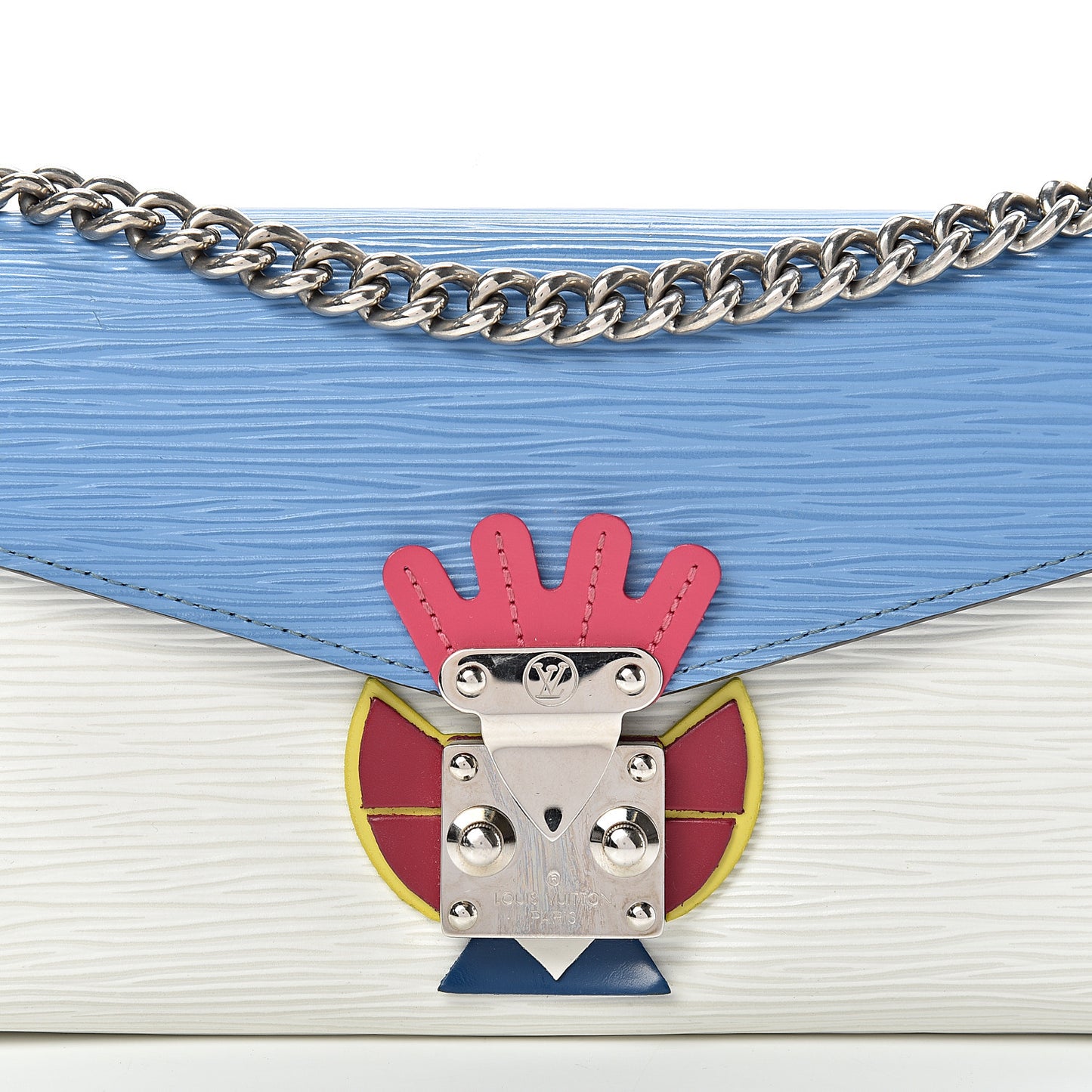 Epi Tribal Mask Chain Wallet Blue White