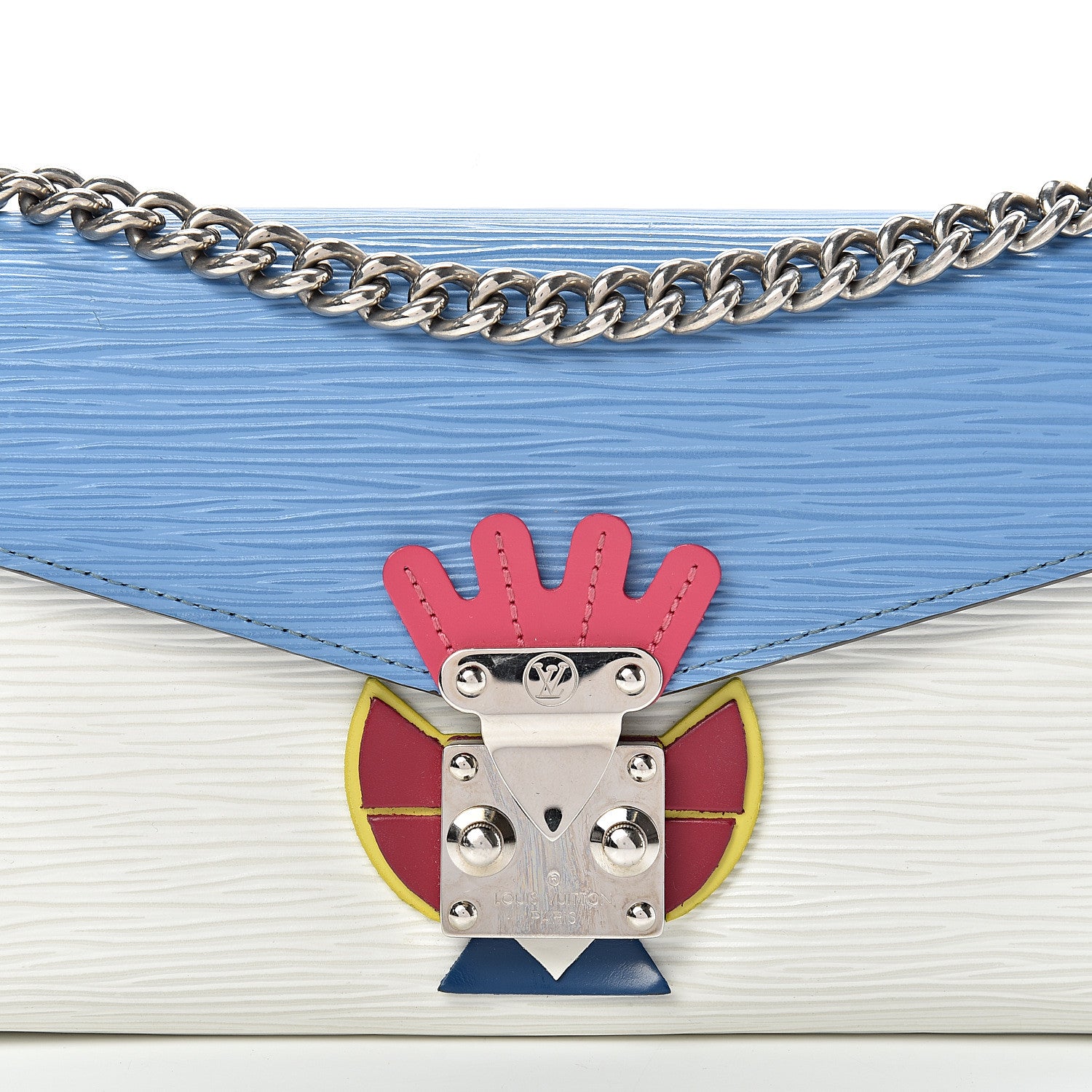 Louis Vuitton Epi Tribal Mask Chain Wallet Blue White 7 of 11