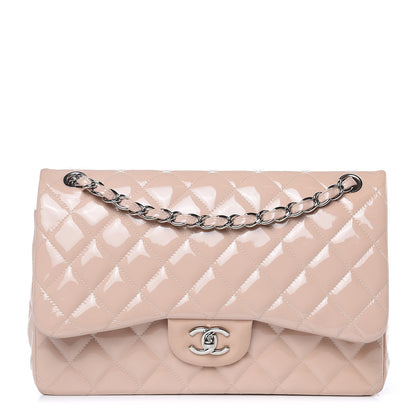 Chanel Patent Quilted Jumbo Double Flap Light Pink 1 of 15
