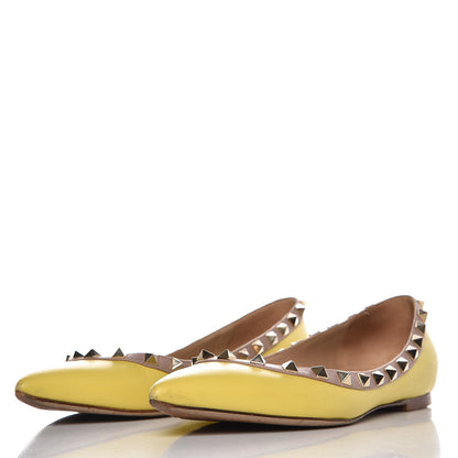 Valentino Garavani Nappa Rockstud Ballerina Flats 37 Naples Yellow Poudre 3 of 12