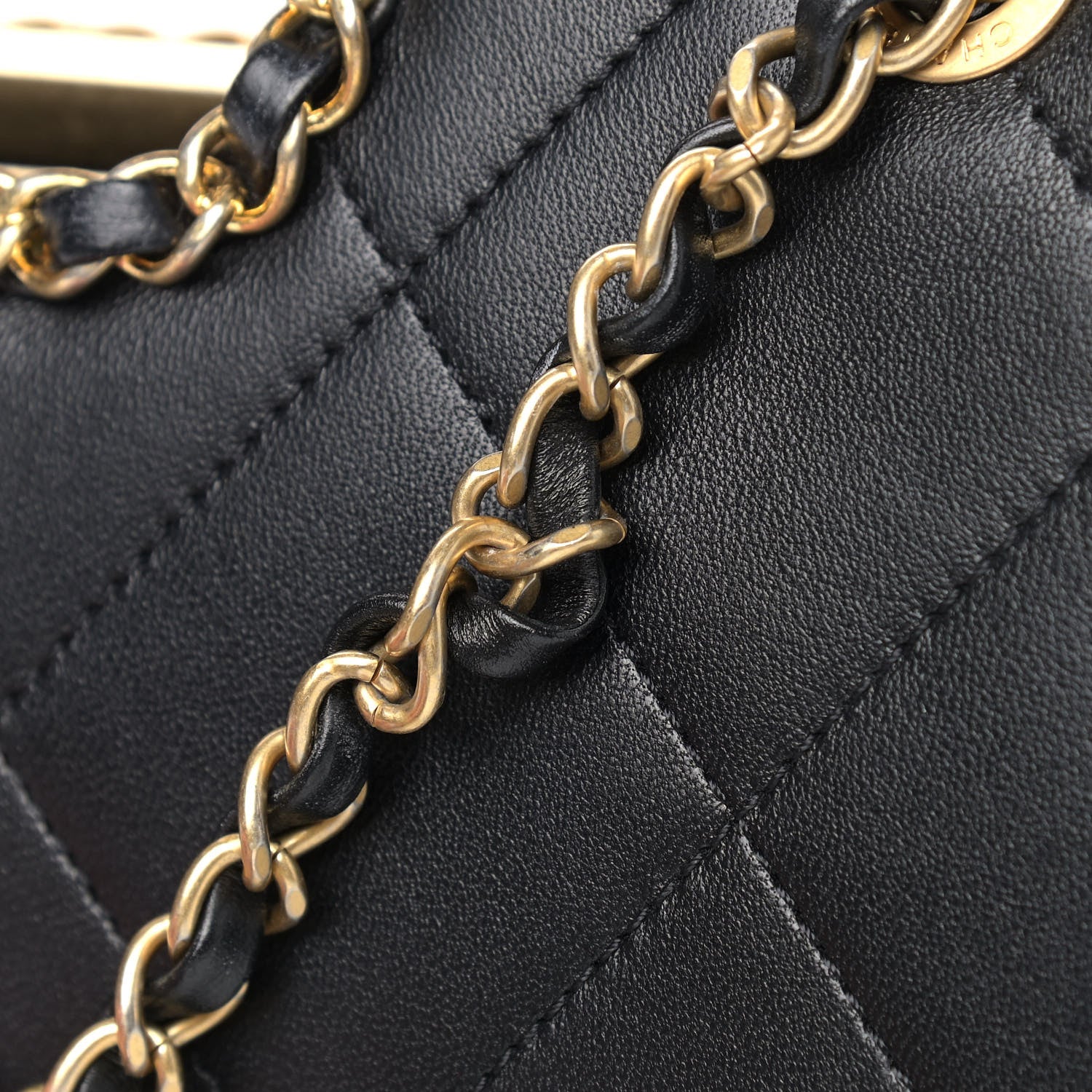 Chanel Lambskin Small Chain Handle Flap Bag Black 7 of 9