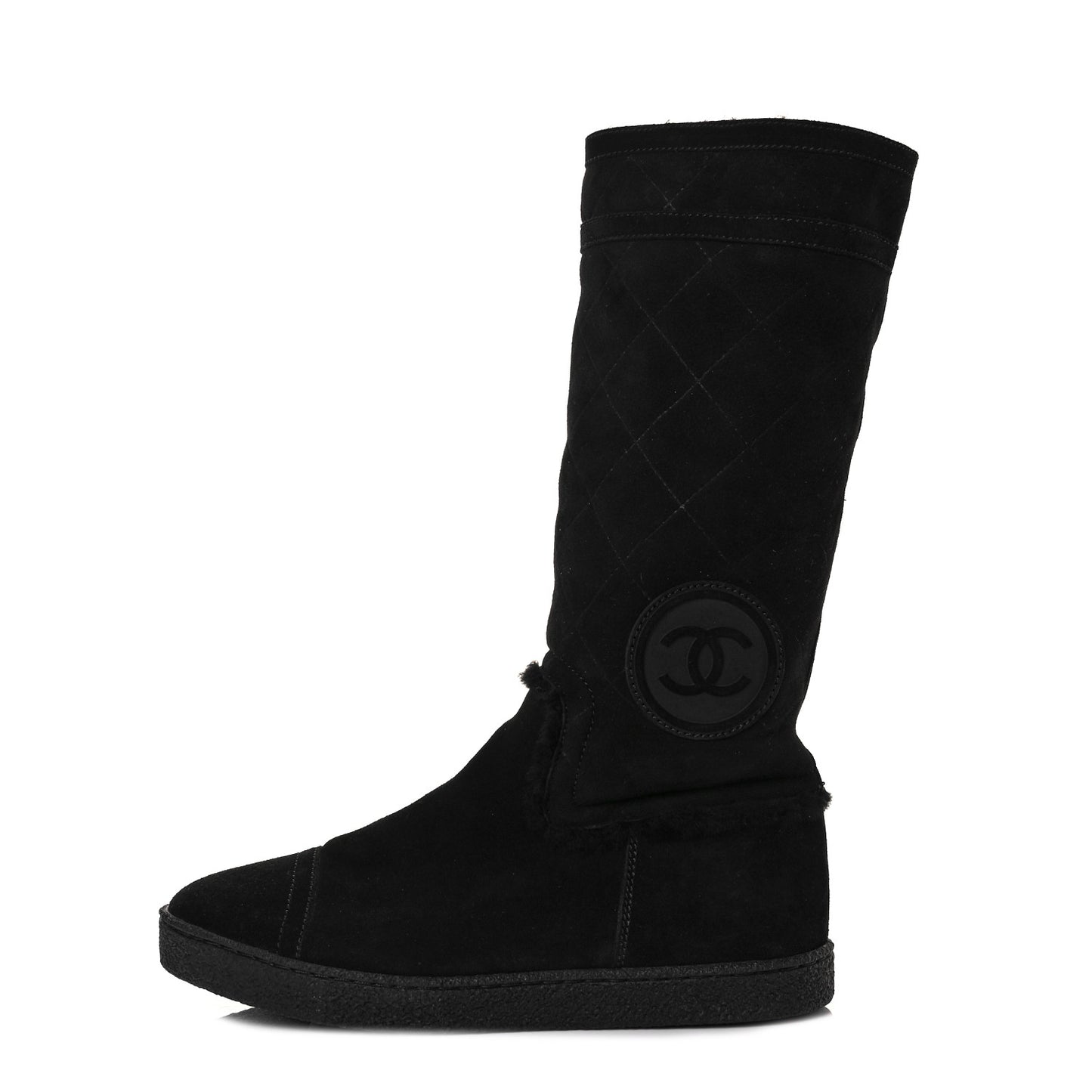 Suede Shearling Boots 36.5 Black