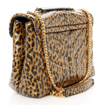 Saint Laurent Calfskin Y Quilted Monogram Small Loulou Chain Satchel Leopard 3 of 11