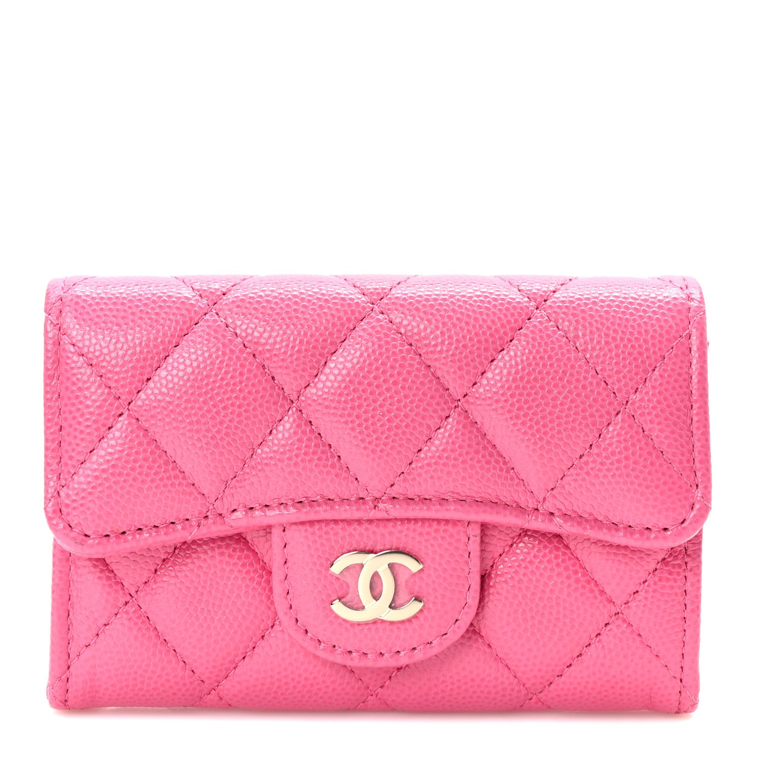 Chanel Caviar Quilted Flap Card Holder Wallet Pink 1 of 8