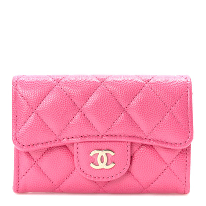 Chanel Caviar Quilted Flap Card Holder Wallet Pink 1 of 8