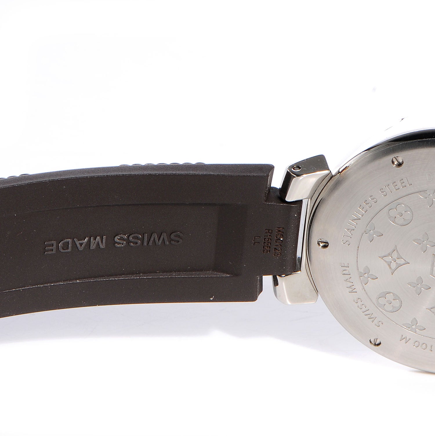 Louis Vuitton Stainless Steel Rubber 39mm Tambour Quartz Watch Brown 5 of 7