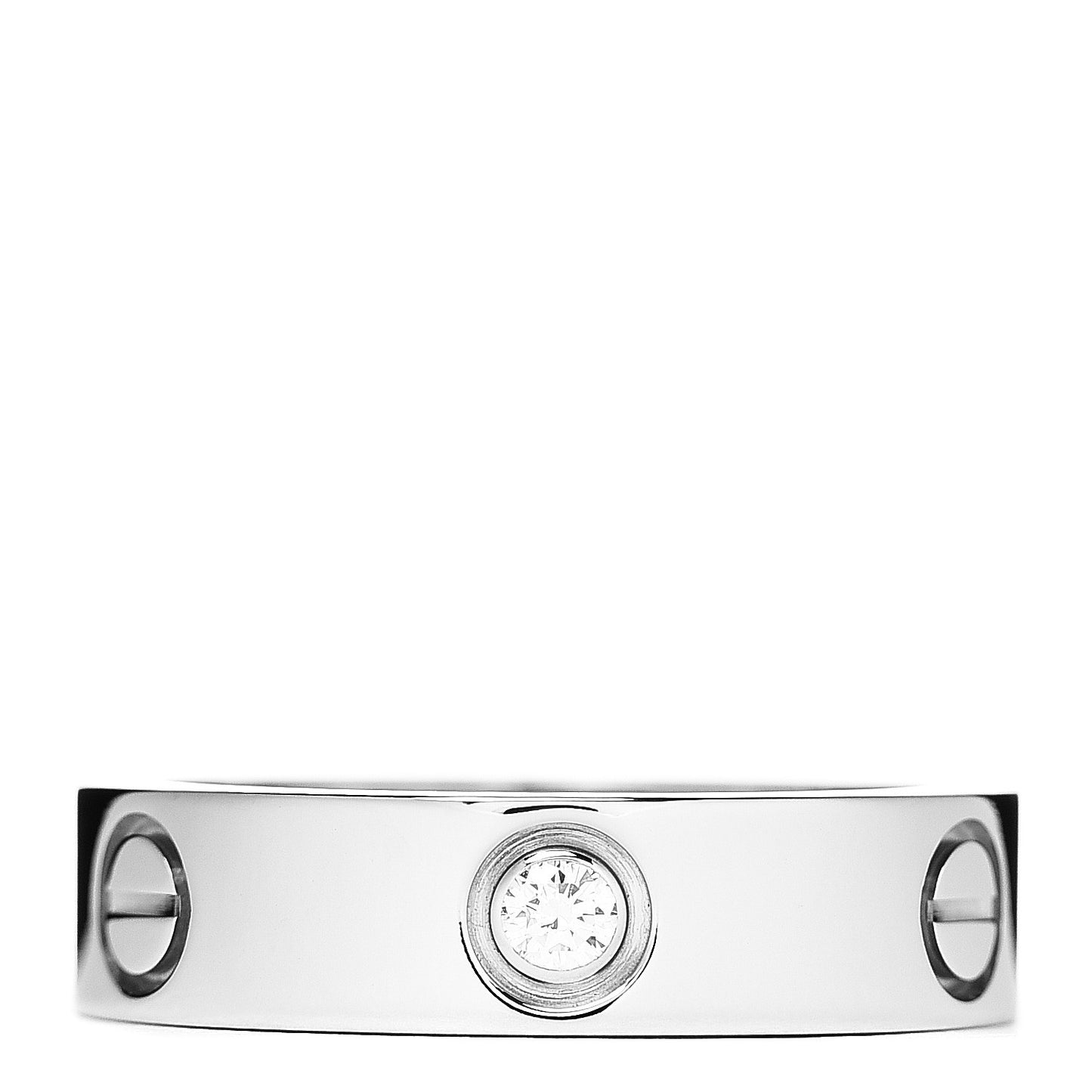 18K White Gold 3 Diamond 5.5mm LOVE Ring 57 8