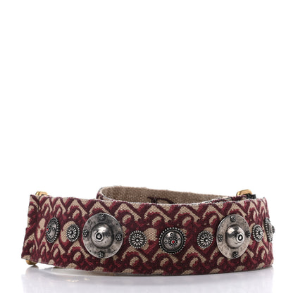 Christian Dior Oblique Studded Shoulder Strap Burgundy 2 of 4