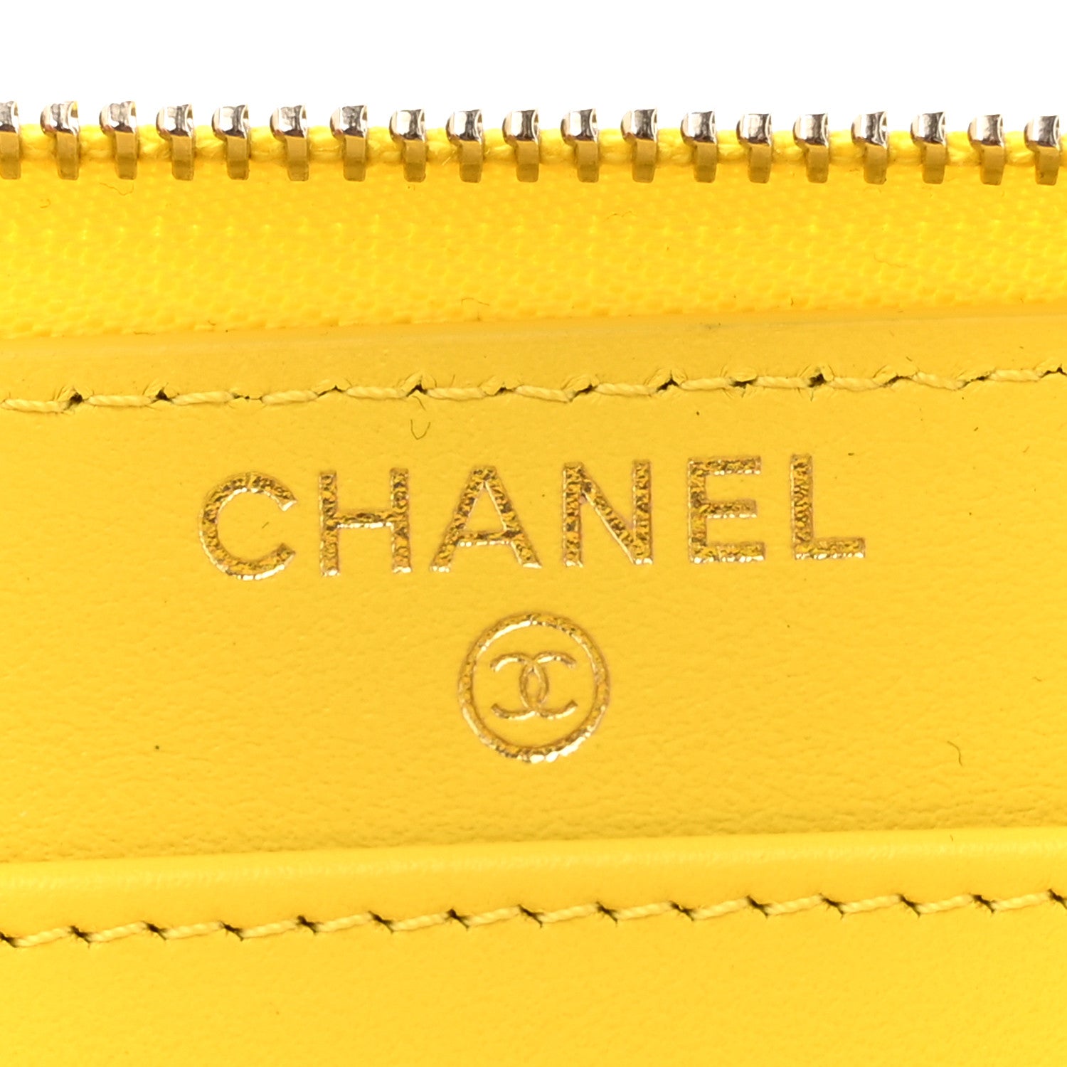 Chanel Caviar Quilted Large Gusset Zip Around Wallet Yellow 7 of 9