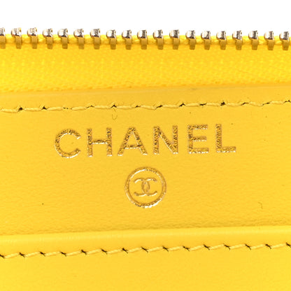 Chanel Caviar Quilted Large Gusset Zip Around Wallet Yellow 7 of 9