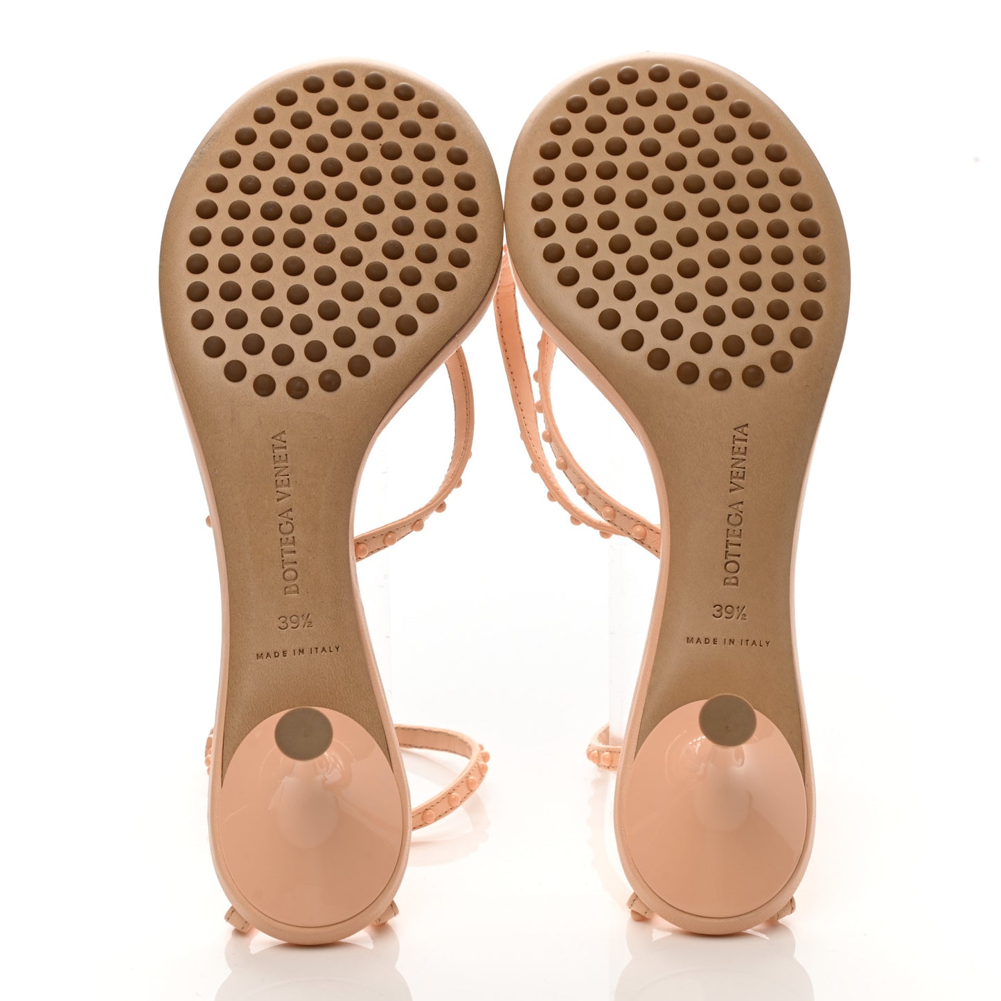Lambskin Studded Multi Strap Sandals 39.5 Nude Peach