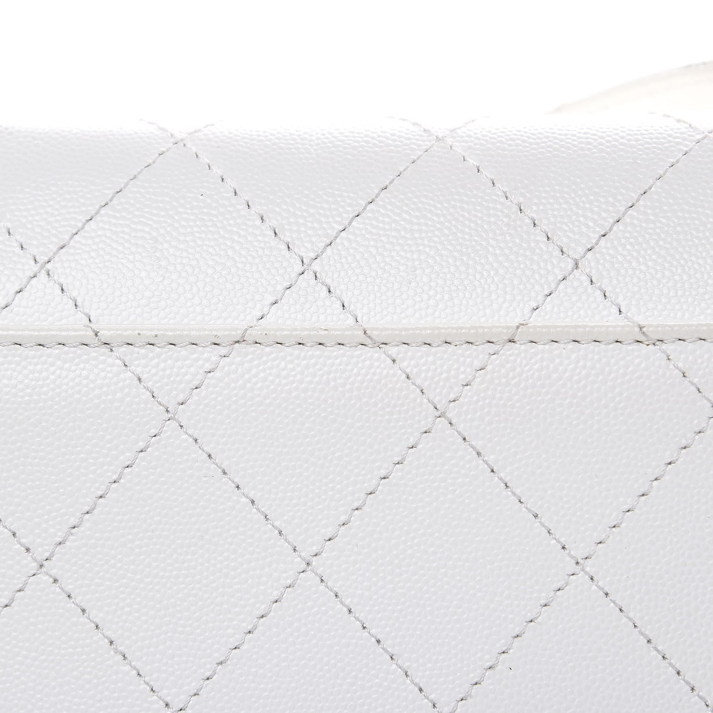 Caviar Stitched Flap Shoulder Bag White