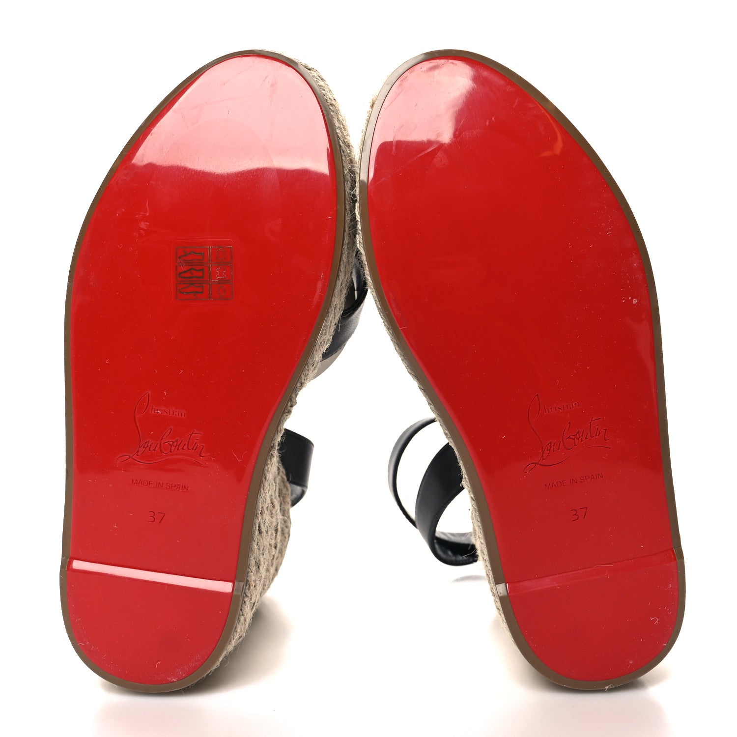 Christian Louboutin Goatskin Mariza Zeppa 130 Espadrille Sandals 37 Black Natural 5 of 7