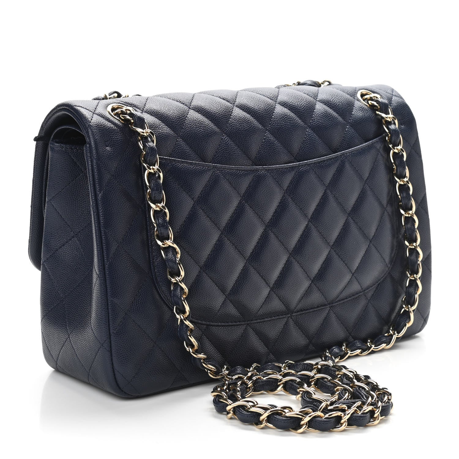 Chanel Caviar Quilted Jumbo Double Flap Navy Blue 3 of 10