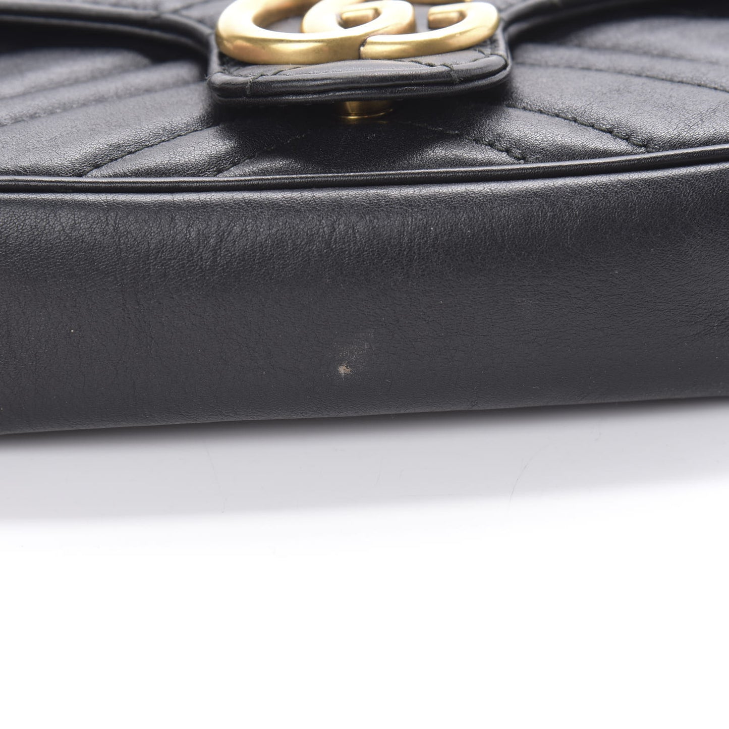 Calfskin Matelasse Super Mini GG Marmont Shoulder Bag Black