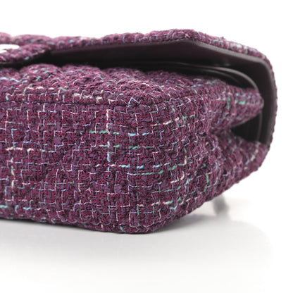 Chanel Tweed Quilted Medium Double Flap Purple Green Turquoise 10 of 13