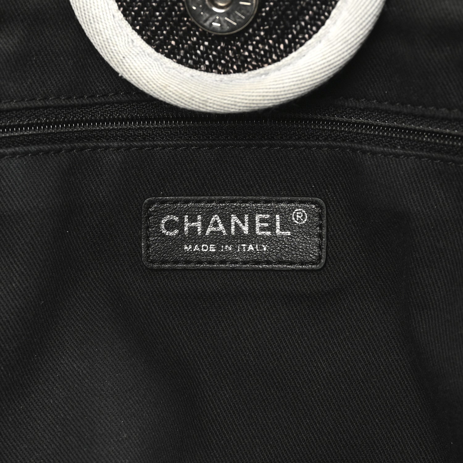 Chanel Woven Straw Raffia Large Deauville Tote Black White 6 of 11