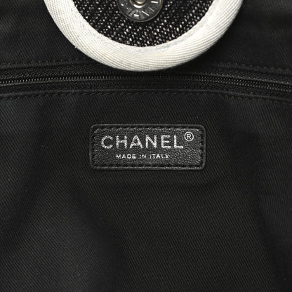 Chanel Woven Straw Raffia Large Deauville Tote Black White 6 of 11