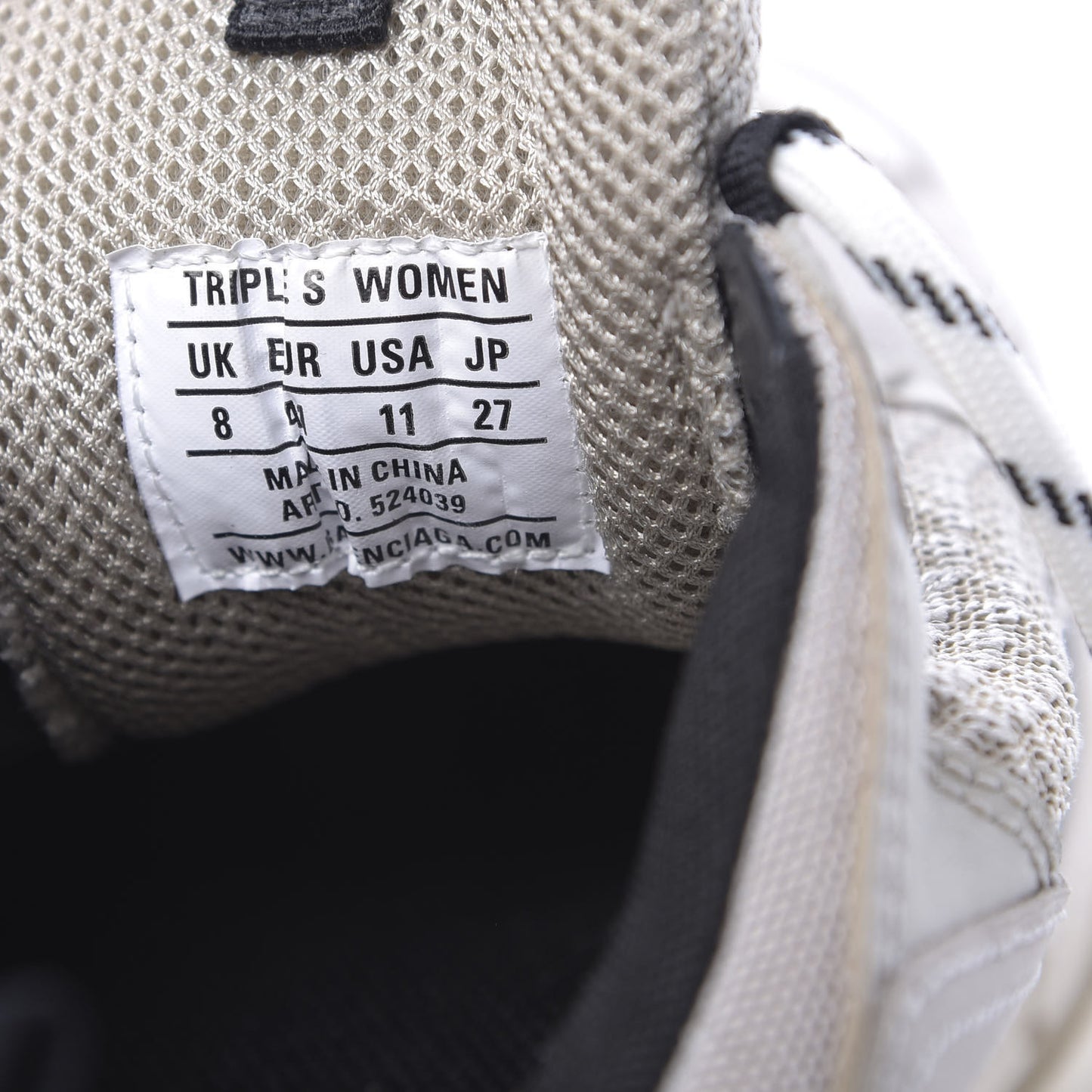 Fabric Mesh Womens Triple S Sneakers 41 Beige Black