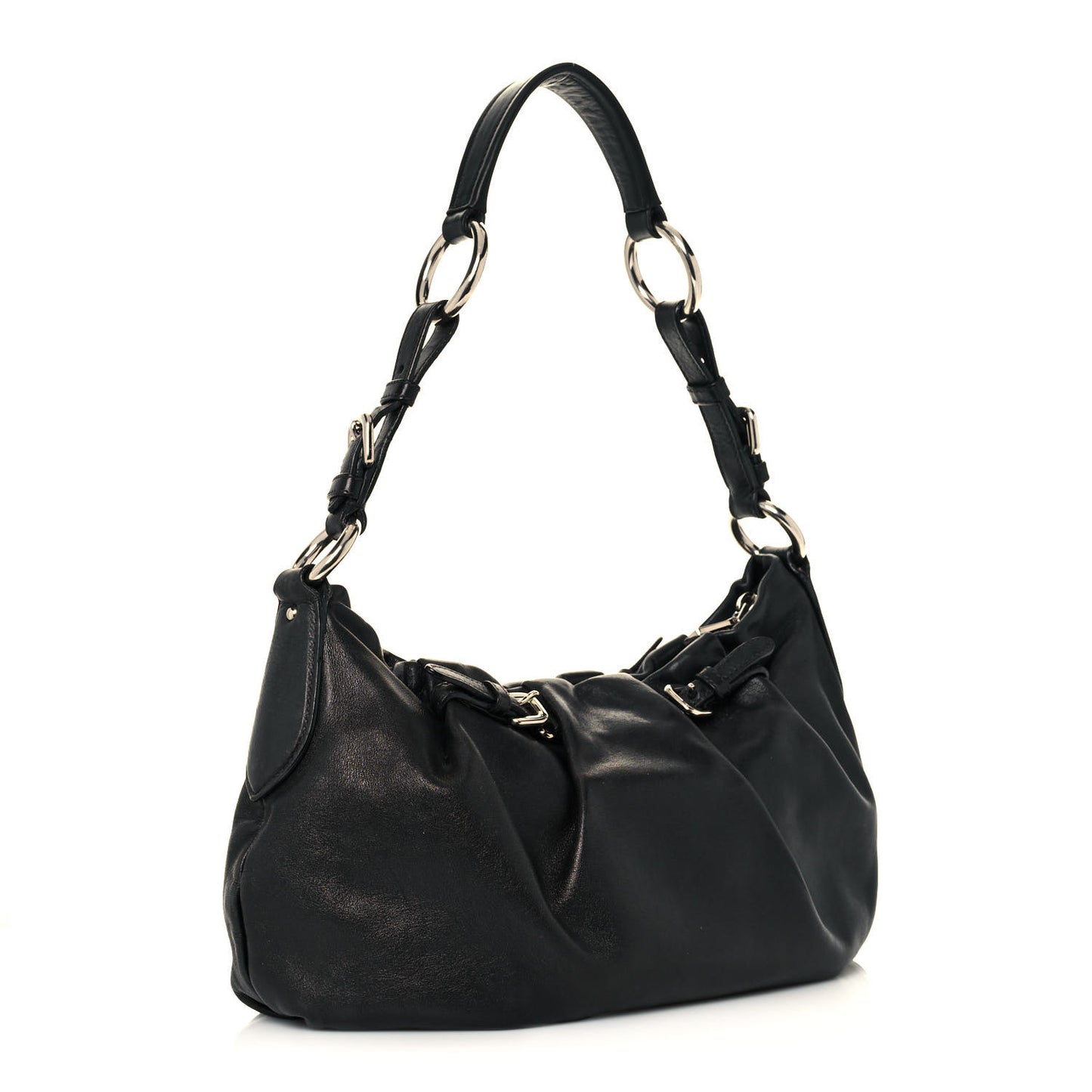 Soft Calfskin Pleated Hobo Black